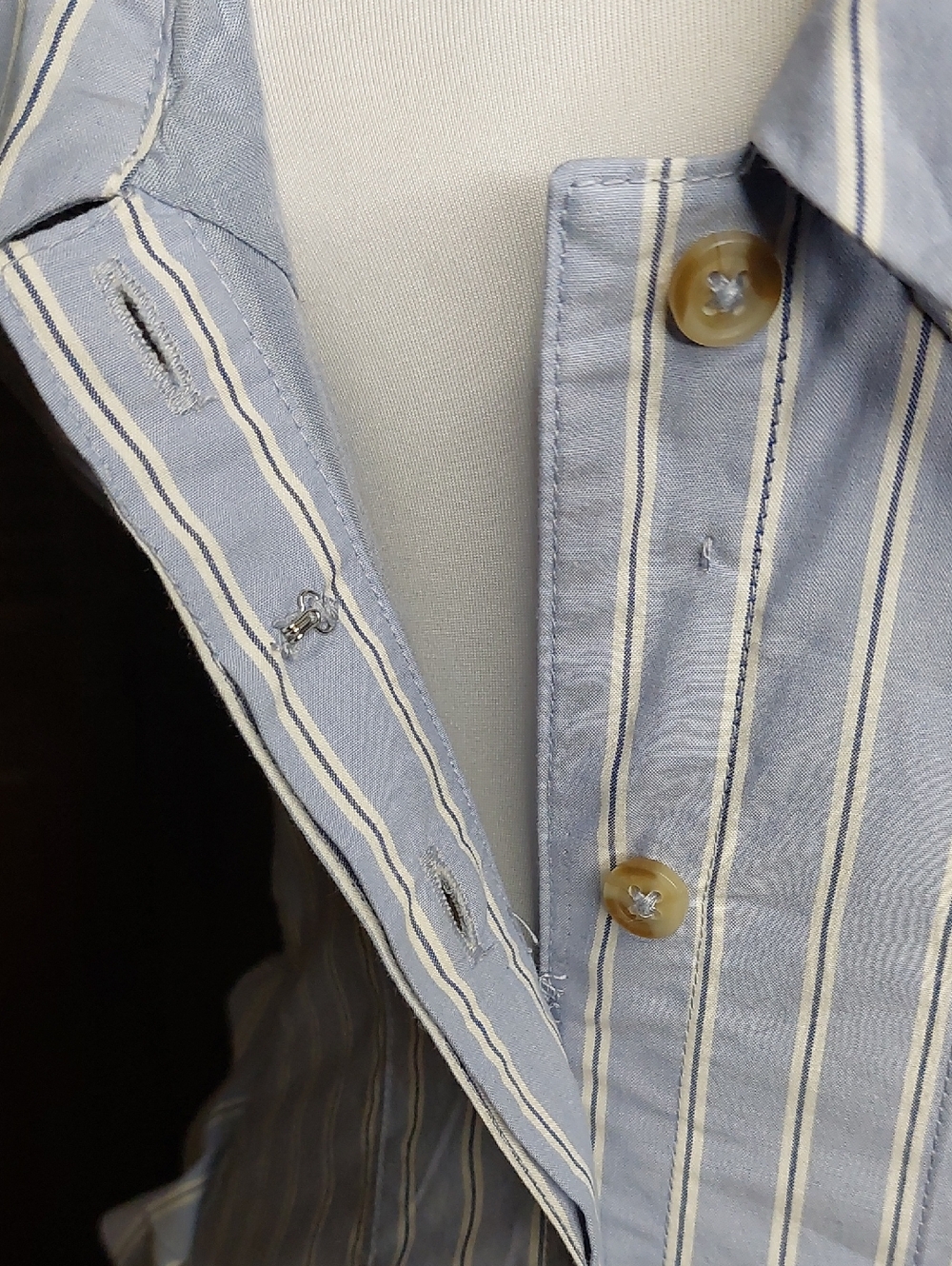 Anthropologie Short-Sleeve V-Neck Pleated Blue White Stripe Midi Dress Sz XS - Picture 17 of 17